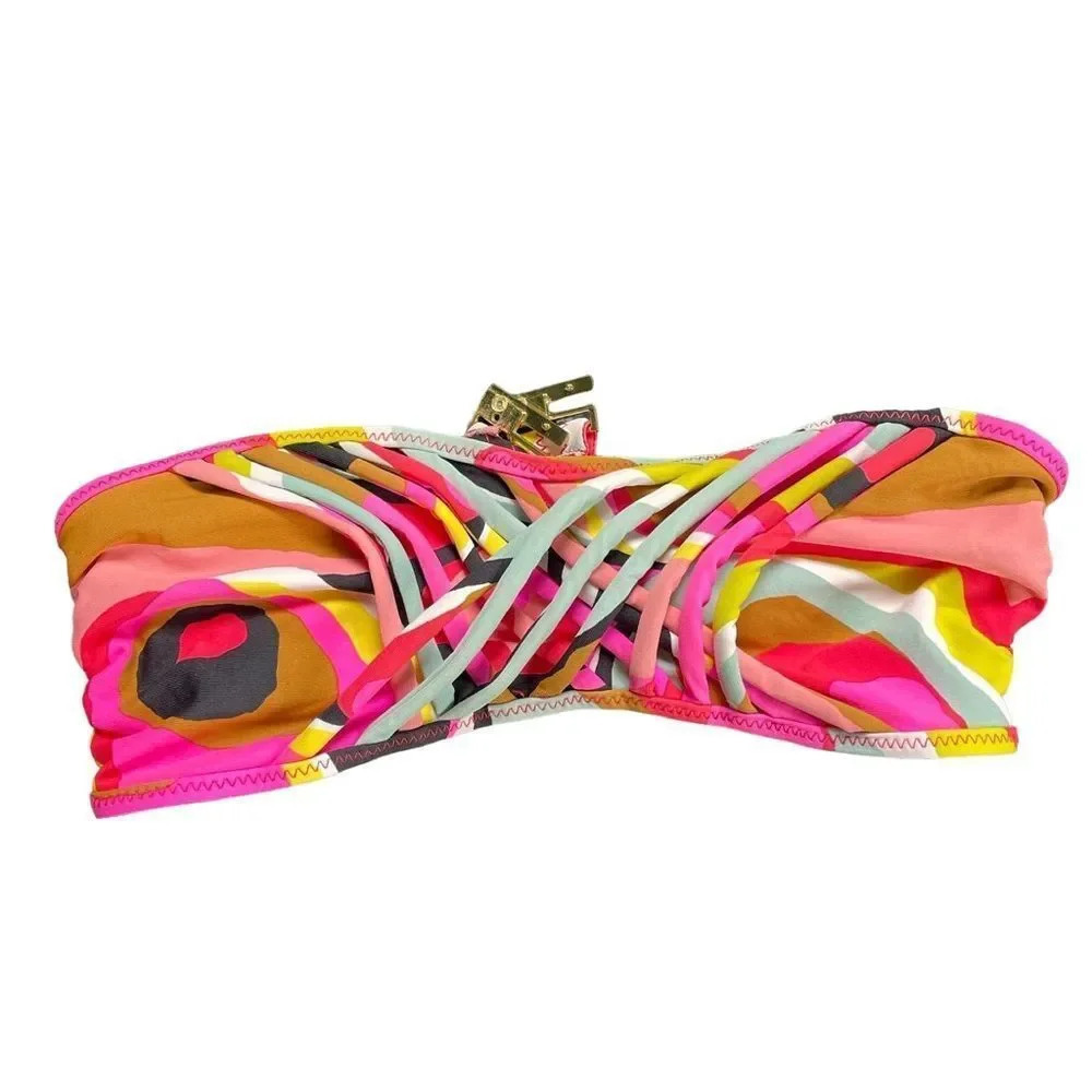 H&M bandeau retro‎  60s pattern bikini top
